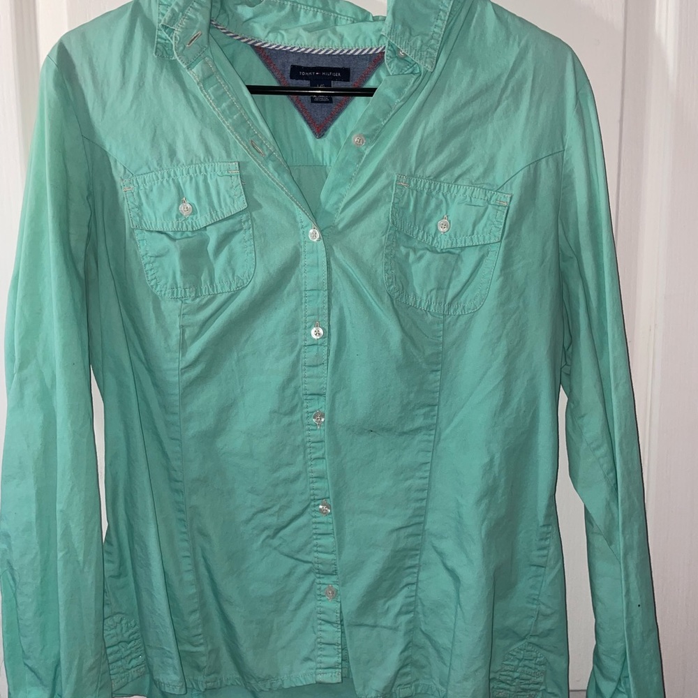 Minty, Tommy Hilfiger button down shirt.